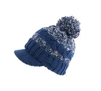 Nyls Création Bonnet Casquette Bleu Gris Tendance Pompon et Doublure Polaire Galyx - Mixte