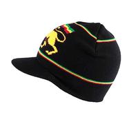 Nyls Création Bonnet Casquette Rasta Noir avec Lion - Homme
