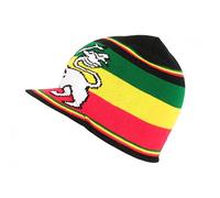 Nyls Création Bonnet Casquette Rasta Noir Lion de Juda Blanc Couronne - Taille Unique - Noir