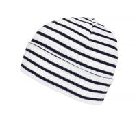 Nyls Création Bonnet Marin, Rayé Blanc et Bleu Marine, Style Breton, Elfenn, Taille Standard (FR/ES, Alpha/Lettres, Taille Unique, Blanc)