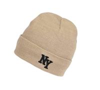 Nyls Création Bonnet NY en Laine Style Streetwear Doublure Polaire, Aurora (FR/ES, Alpha/Lettres, Taille Unique, Beige)