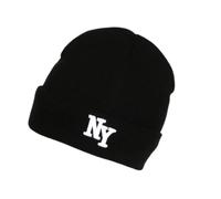Nyls Création Bonnet NY en Laine Style Streetwear Doublure Polaire, Aurora (FR/ES, Alpha/Lettres, Taille Unique, Noir)