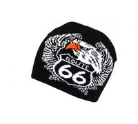 Nyls Création Bonnet Route 66 Aigle Blanc et Noir Look Hiver Biker - Taille Unique - Noir