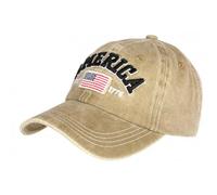 Nyls Création Casquette America Beige Drapeau USA Vintage Baseball - Taille Unique - Beige