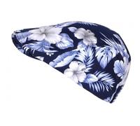 Nyls Création Casquette Beret Fleurs Bleues et Grises Tropicales en Coton - Taille Unique - Bleu