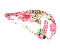 Nyls Création Casquette Beret Fleurs Roses et Blanches Tropicales en Coton - Taille Unique - Rose