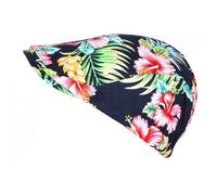 -Nyls Création-Casquette Beret Fleurs Rouges et Bleues Tropicales en Coton - Bleu Taille unique