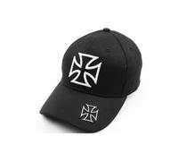 -Nyls Création-Casquette croix de malte noire et blanche Biker Baseball - Noir Taille unique