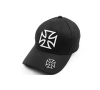 Nyls Création Casquette Croix de Malte Noire et Blanche Biker Baseball - Taille Unique - Noir
