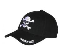 Nyls Création Casquette Tete de Mort Ride Free Noire Biker Baseball Motard - Taille Unique - Noir