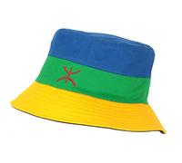 Nyls Création Chapeau Bob Berbere Bleu Vert et Jaune Reversible Noir en Coton - Taille Unique - Bleu