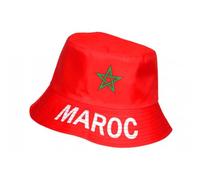 Nyls Création Chapeau Bob Maroc Rouge Drapeau Marocain Unisexe Supporter Reversible - Taille Unique - Rouge