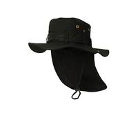 Nyls Création Chapeau Bob Safari Noir Lien Serrage et Protege Nuque - Homme