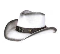 Nyls Création Chapeau Country Blanc en Paille Western Qualite Prestige Nashy - Taille Unique - Blanc