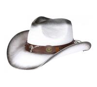 -Nyls Création-Chapeau Cowboy Blanc Tete De Taureau Argent Country Prestige Wrangler - Blanc Taille unique