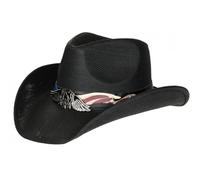 Nyls Création Chapeau Cowboy Noir en Paille Country USA Qualite Prestige Ballad - Taille: Taille Unique - Couleur: Noir - Mixte