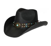 -Nyls Création-Chapeau Cowboy Noir et Turquoise en Paille Classe Prestige Rodeo - Noir Taille unique