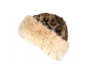 Nyls Création Chapka Bonnet Fourrure Leopard Beige Doublure Polaire Masha - Taille Unique - Beige
