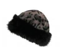 Nyls Création Chapka Bonnet Fourrure Leopard Noire Doublure Polaire Masha - Taille Unique - Noir