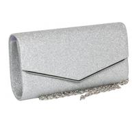 Nyls Création Pochette Femme Argentee Strass Sac Soiree Mariage Minaudiere Celyst - Taille unique - Gris