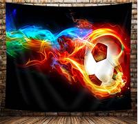 Nymb Sports Football Tapisserie murale à suspendre, Abstrait Ballon de foot en feu et glace Tenture murale Art pour la décoration de la maison College Décoration de Dortoir Salon Chambre à coucher
