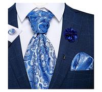 NYMFEA yaoqijie Time classique de mariage Ascot for hommes Jaune Gold Red Paisley Écharpe florale Silk Tie Brooch Brooch Pin Set Cravat Ascot Tie for banquet lasting (Color : AS-2002-XH0119)