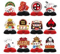 Nymora 12 Décorations de Fête à Thème Casino, Décorations Happy Birthday Poker Casino, Centres de Table en Nid d'Abeille pour Besoins de Fête (Garnitures de Table Casino, Cadeaux de Fête Las Vegas/Soi