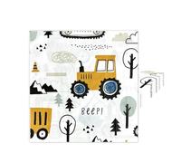 Nymora 20 Serviettes de Chantier à Motifs de Pelleteuses, Déco d’Anniversaire d’Enfant - Motifs de Véhicules de Chantier (Tracteur, Bulldozer) sur Serviettes en Papier pour Fête de Chantier
