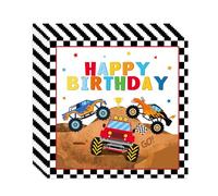 Nymora 20 Serviettes de Décoration d’Anniversaire Hot Wheels, Serviettes en Papier à Motif de Voitures de Course 33x33cm pour Fête à Thème Voiture, Déco de Table Cars avec Motifs de Pelle & Tracteur