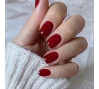 Nymora 24 Ongles Press On, Courts Carrées, Rouge - Ongles en Soft Gel de Qualité Salon à Coller, Sentiment de Port Confortable & Tenue 1-3 Semaines