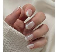 Nymora 24er Set Weiße Press on Nails Kurz, Fingernägel zum Aufkleben, Kunstnägel Kurz, Wiederverwendbare Nägel für Nageldesign - inkl. 12 Größen