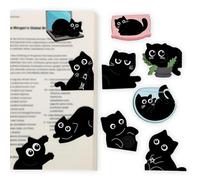 Nymora Lot de 10 Marque-Pages magnétiques Chat Noir - Adorables Marque-Pages Chat pour Les Amoureux des Livres, Un pour Les passionnés de Chats et de Lecture.