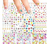 Nymora Nagelsticker Set für Kinder: 8 Pcs Kindernagelsticker + 6 Pcs Strass-Nagelsticker | Selbstklebende Nail Art & Nageldesign | Mit Tieren, Blumen | Perfektes Geburtstagsgeschenk für Mädchen