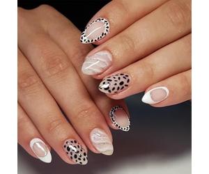 Nymora Ongles Faux à Coller, 24 Ongles Pressés avec Motif Léopard Pailleté, Design en Forme d’Amande pour Femmes & Filles, Application Facile avec Colle et Limette