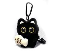 Nymora Porte-clés en Peluche Chat Noir, Charm en Peluche Chat Noir Cartoon Mignon pour Sacs, Cadeau pour Amateurs de Chats, Charm pour Sac à Dos