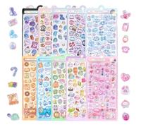 Nymora Set de 10 Mini Stickers, Kawaii Déco Stickers Mignons Animaux, Sticker Tiny 3D pour Carnet de Stickers & Washi, Autocollant Étanche pour Scrapbooking