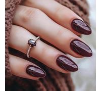 Nymora Set de 30 Faux Ongles Press on Nails Rouges, Ongles Autoadhésifs Courts en Forme d’Amande avec Dégradé Vin Rouge, Set d’Ongles Réutilisable avec Tabs Adhésifs & Limette
