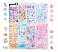 Nymora Set de 8 Stickers Mini Kawaii : Autocollants 3D Puffy Réutilisables & Etanches (Animaux/Cartoons Mignons) pour Scrapbooking, Coques Téléphone, Journal, Récompenses Enfants