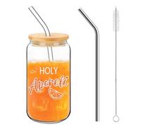 Nymora Set de Verres Aperol avec Couvercle et Paille, Coffret Cadeau Aperol Spritz, Verre Aperol pour Cocktails, Cadeau Aperol