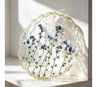 Nymora Tassenuntersetzer, 1stk Platzset Gold Coasters aus Harz mit getrockneten Blumen, rutschfest & hitzebeständig für Bar/Tisch