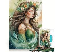 Nymphe des forêts à l'aquarelle Puzzle de 1000 pièces pour Adolescents Jeu de Concentration mentale Découpe de précision Bords Lisses pour Les fêtes (50x75cm)