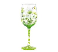 NymphFable 15 oz Verres à vin colorés Fleur Oiseau Libellule 100% Verre peint à la main Idée cadeau d'anniversaire pour ami famille