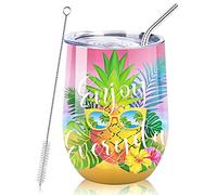 NymphFable 350ML Mug Isotherme de Voyage Ananas Tropical, Tasse à Café Double Paroi Étanche avec Couvercle