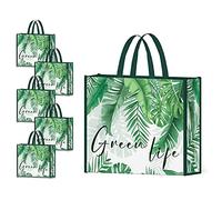 NymphFable 5 Pcs Sac Courses Reutilisable Feuilles de Palmier Cabas De Courses Lavables Grand Tote Bag