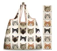 NymphFable 6 Pcs Sac Courses Reutilisable Dollar de Sable Cabas de Courses Lavables Pliable Eco Grand