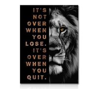 NymphFable Affiche Décorative Murale Lion Inspirant Noir et Or Affiche Murale Positive pour Bureau Décoration de Salle de Séjour 12x16 in Non Encadré