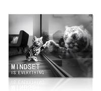 NymphFable Affiche Murale Chat et Tigre, Noir Blanc Citations Inspirantes, 30x40 cm, Sans Cadre, Pour Bureau et Salon