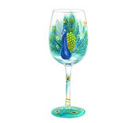 NymphFable Paon Cadeaux Verre à Vin Peint à la Main 15oz Verres à Vin Colorés Cadeau de Paon d’Anniversaire Personnalisé pour les Femmes