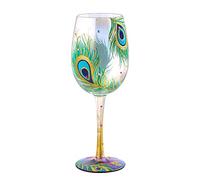 NymphFable Paon Cadeaux Verre à Vin Peint à la Main 15oz Verres à Vin Colorés Cadeau de Paon d’Anniversaire Personnalisé pour les Femmes