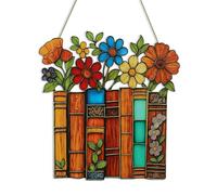 NymphFable Plaque Murale Rustique Livre Fleuri, Plaque En Bois Vintage Pile De Livres Pour Coin Lecture Bureau Salle De adeau Amateur De Livres